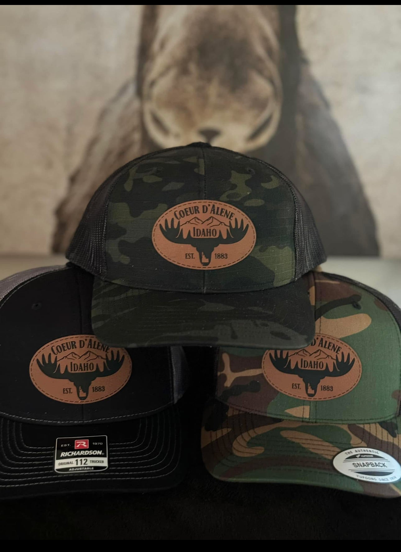 Coeur d'Alene Moose Snapback Hat - Black/Camo