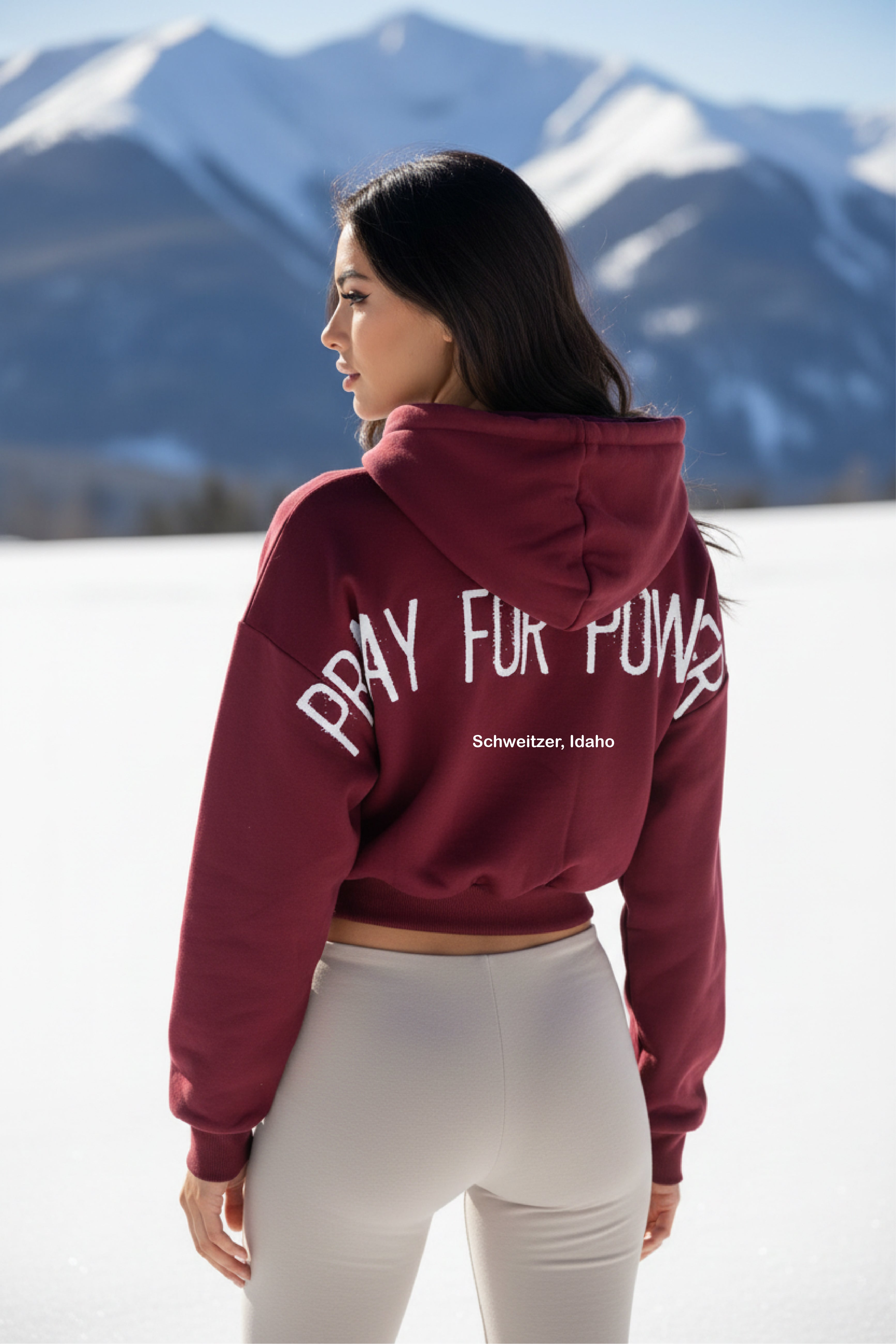 Pray for Powder - Aspen Cropped Zip-Up Hoodie